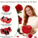 Forever Red Roses in A Box Preserved Rose with Rainbow Necklace Heart Box to My Love Birthday Gift for Women Mom Wife Girlfriend