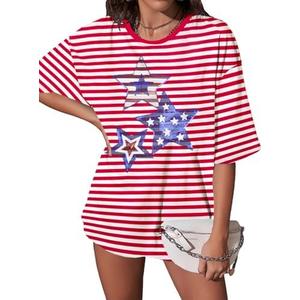 Patriotic Shirts for Women American Flag Shirt 4th of July Tshirt Graphic Tees Casual Short Sleeve Tee Top, S