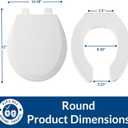Bemis 550TTT Open Front Durable Wood Toilet Seat, Secure Hinges Stay Tight, Made in USA, Round, White