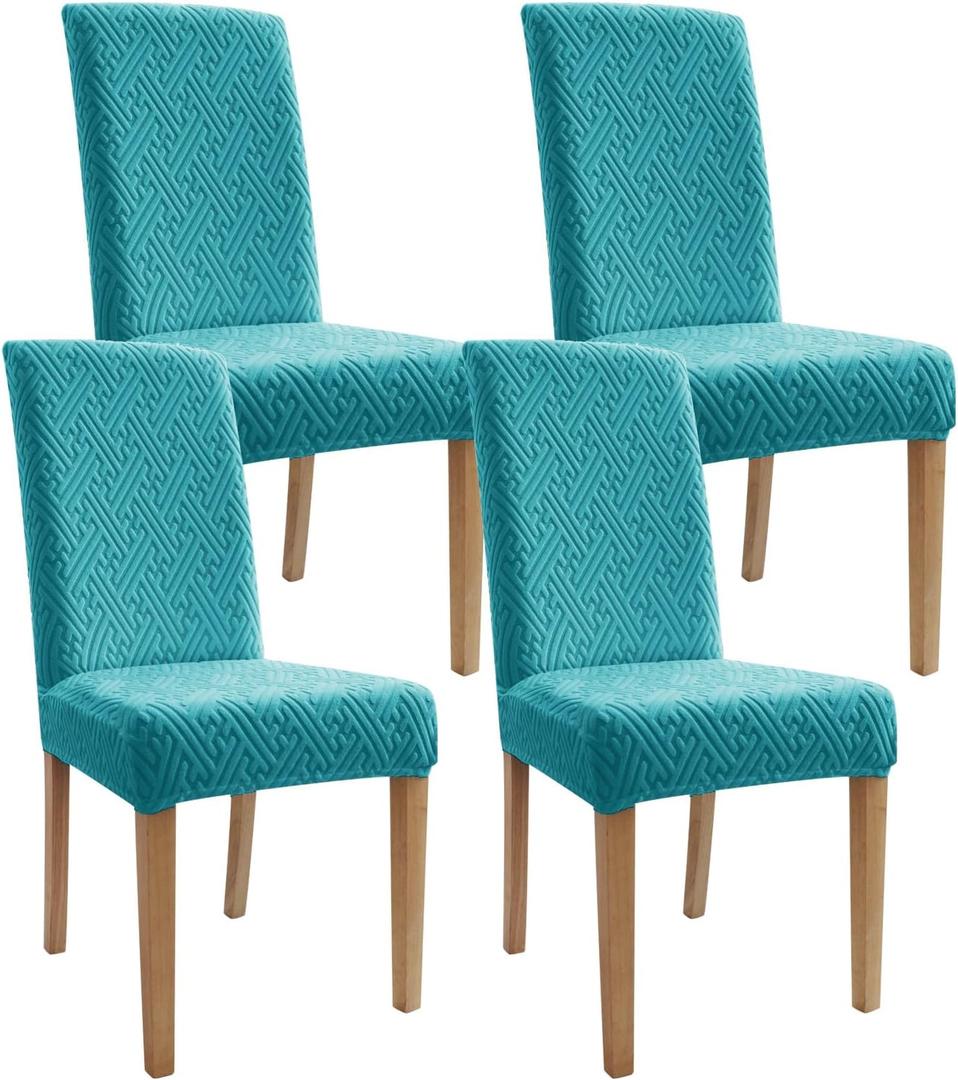 Chair Covers, Dining Room Chair Covers, Anti-cat Scratch, Washable, Regular Size, Chair Covers 4 Pack, for Kitchen, Hotel, Meeting (Blue)