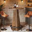 Tribesigns Bistro Pub Table, 37.4" High Round Bar Table for Small Bars, Brown, Height: 37.4 inches, Diameter: 23.7 inches