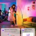 RGB Arc Floor Lamp, Dimmable Double-Light Standing Lamp, 3CCT, Remote & Foot Switch, for Living Room, Office, Bedroom, Black RB61LD05