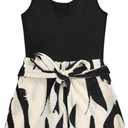 SOLY HUX Women's Summer Sleeveless Belted Tank Romper Short Jumpsuit (XX-Large, Graphic Print)