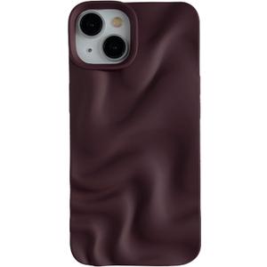 Caseative for iPhone 14 Case,Water Ripple Pattern Wave Phone Case (Burgundy)
