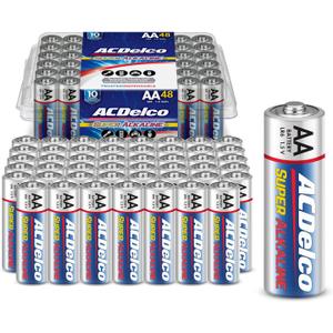 ACDelco 48-Count Double AA Batteries, Maximum Power Super Alkaline Battery, 10-Year Shelf Life, Reclosable Packaging