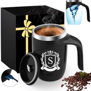 Initial Magnetic Stirring Coffee Mug Stainless Travel Cup Men Happy Retirement Gifts 2024 Cool Personalized Funny Best Unique Police Boss Doctors Military Teacher Army Librarian Air Force Golf,S