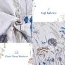 Dobuyly Blue King Size Quilts for Bed, Floral Botanical King Quilt Bedding Set 3 Pieces, Soft Lightweight Microfiber Brown Flower Bedspread Coverlet Set for All Season, 110"x90"