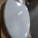 CHURCH Toilet Seat, Easy Clean Hinges Release for Deep Cleans, Durable Enameled Wood Seat, Elongated, White
