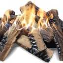 Skypatio 10-Piece Gas Fireplace Logs Set, Heat Resistant Realistic Ceramic Wood Logs for Indoor or Outdoor Fireplace, Fire Pit Decor, Lightweight & Portable