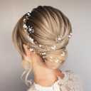 BEAYFILY Bridal Wedding Hair Vine,Extra Long Pearl and Crystal Beads Bride Head Piece,Silver Hair Accessories for Women and Girls (Golden)