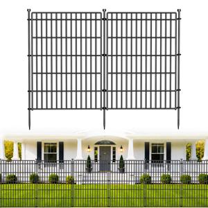 10 Panels No Dig Garden Fence Animal Barrier, 34in(H) × 22.5ft(L) Decorative Metal Outdoor Dog Fence, Rustproof Pet Fencing for Yard, Patio, Flower Bed -Temporary Fencing| Easy to Install
