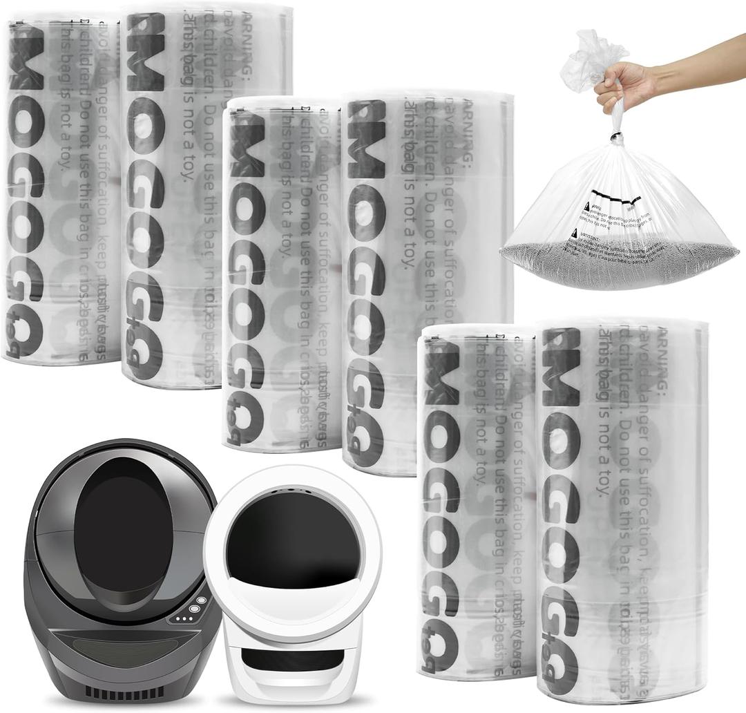 Waste Bags, Compatible with Litter Robot 4/5/3, 150 Pack Liners for Self Cleaning Litter Box, 9-11 Gallon Capacity, Pre-Separated, Transparent, Replacement Cat Litter Bags