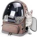 Cat Backpack Carrier, Breathable Cat Carrier Large Space Bubble Pet Backpack for Kitty Small Dog up to 15lbs, Transparent & Foldable Pet Carrier for Travel Hiking (Khaki)