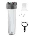 20" x 4.5" Whole House Water Filter Housing 1" NPT Stainless Steel Ports, Heavy Duty Clear Filter Sump Double O-Ring Leak-Proof with Pressure Release Valve Fits All 20x4.5 Filters