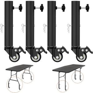 Lipshome Table Leg Extender with casters, Adjustable Metal Table Leg Extender, Table Leg Extender for Straight and Curved Legs, 2 Levels/Height can Extend 6.3"7.9" (4pcs) (Extends up to 7.9 inches)