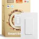 MOES WiFi Smart Light Switches, No Netural Wire No Hub Required, 2.4GHz Single Pole Switch, Compatible with Alexa Google Assistant (1 Gang Switch)