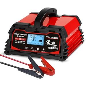 Battery Charger 40A, 12V/24V Lead Acid Smart Battery Charger, 12V LiFePO4 Car Battery Trickle Charger, Automatic Battery Maintainer for Car Motorcycle Lawn Mower Marine Boat Lead Acid Batteries