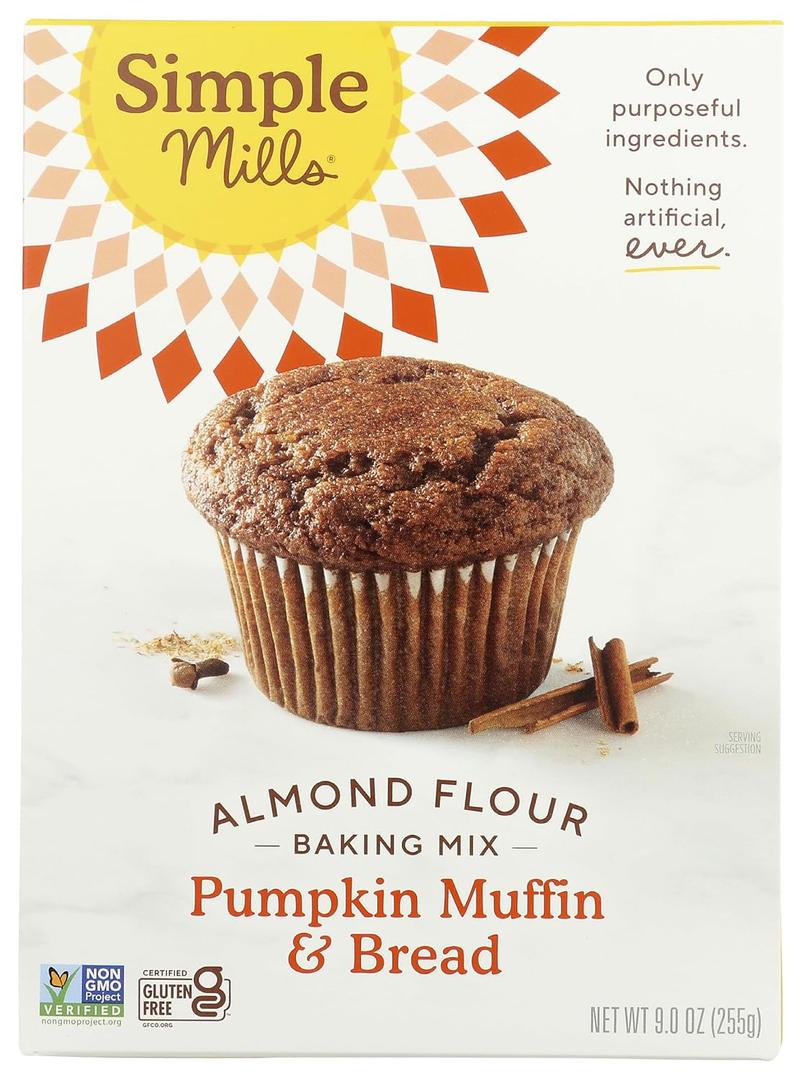 Simple Mills Almond Flour Baking Mix, Pumpkin Muffin & Bread Mix - Gluten Free, Plant Based, Paleo Friendly, 9 Ounce (Pack of 1)