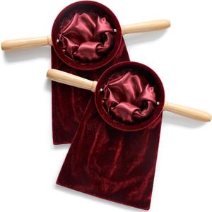 Tioncy Set of 2 Church Tithe Offering Bags with Wooden Handles Church Collection Bag with Handles for Churches Communion Supplies (Red,13.78 x 5.71 Inch)