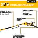 2-in-1 Electric Pole Saws Compatible with Dewalt 20V MAX* Battery, 10 Inch Cordless Chainsaw for Tree Trimming, 14.5 FT Max Reach Extension Pole for Outdoors Pruning with 1×4.0ah Battery