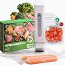 Compact Wireless Vacuum Sealer Machine for Food Preservation with 30 Reusable Vacuum Storage Freezer Bags, Portable Handheld Food Saver, for Meal Prep, Sous Vide Cook, Outdoor BBQ, Kitchen Leftover