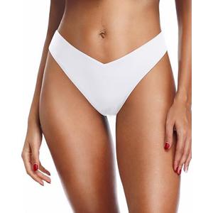 Zmart Women Cheeky Bikini Bottoms V Cut Swim Bottom High Cut Swimsuit Low Waist Low Rise Bathing Suit XXS