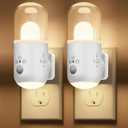 Night Light Plug into Wall with Motion Sensor & Dusk to Dawn Sensor, 3 Color Temperatures,RGB 8 Modes, 5-Level Dimming (20-240 LM) LED Night Light for Bedroom, Hallway, Stairs (White 2pcs)