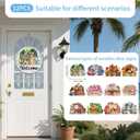 13PCS Interchangeable Seasonal Welcome Sign for Front Door, 12 Inch Rustic Round Wood Door Decorations Hanging Outdoor, Farmhouse Home Wall Porch Signs for Spring Summer Fall Christmas All Seasons