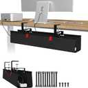 Univivi No Drill Under Desk Cable Management Tray, 28" Cord Organizer for Table, Clamp/Screw Mount Desk Cable Management, Premium Fabric Cable Management Tray for Office, Home