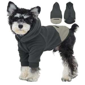 Nanaki Puppy Hoodies with Pocket-Cozy Dog Hoodie Fleece Sweater Pullover for Bichon Frise, Sweatshirts for Small Dogs Warm Long Sleeve Chihuahua Jacket- Fall Winter Early Spring Indoor Outdoor Grey, S