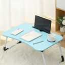 Lap Desk with Storage Drawer, Cup and Tablet Holder, Bed Tray Table, Foldable Laptop Desk, Laptop Stand for Working, Writing, Gaming and Drawing (23.6", Blue)