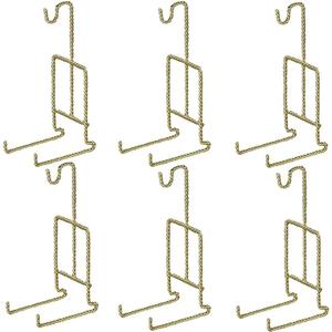 HOHIYA Tea Cup and Saucer Display Stand 6 Pack Gold Twist Metal Teacup Holder Rack Decorative Easel Organizer for China TeaCups Coffee Mugs Plates and Dish Display