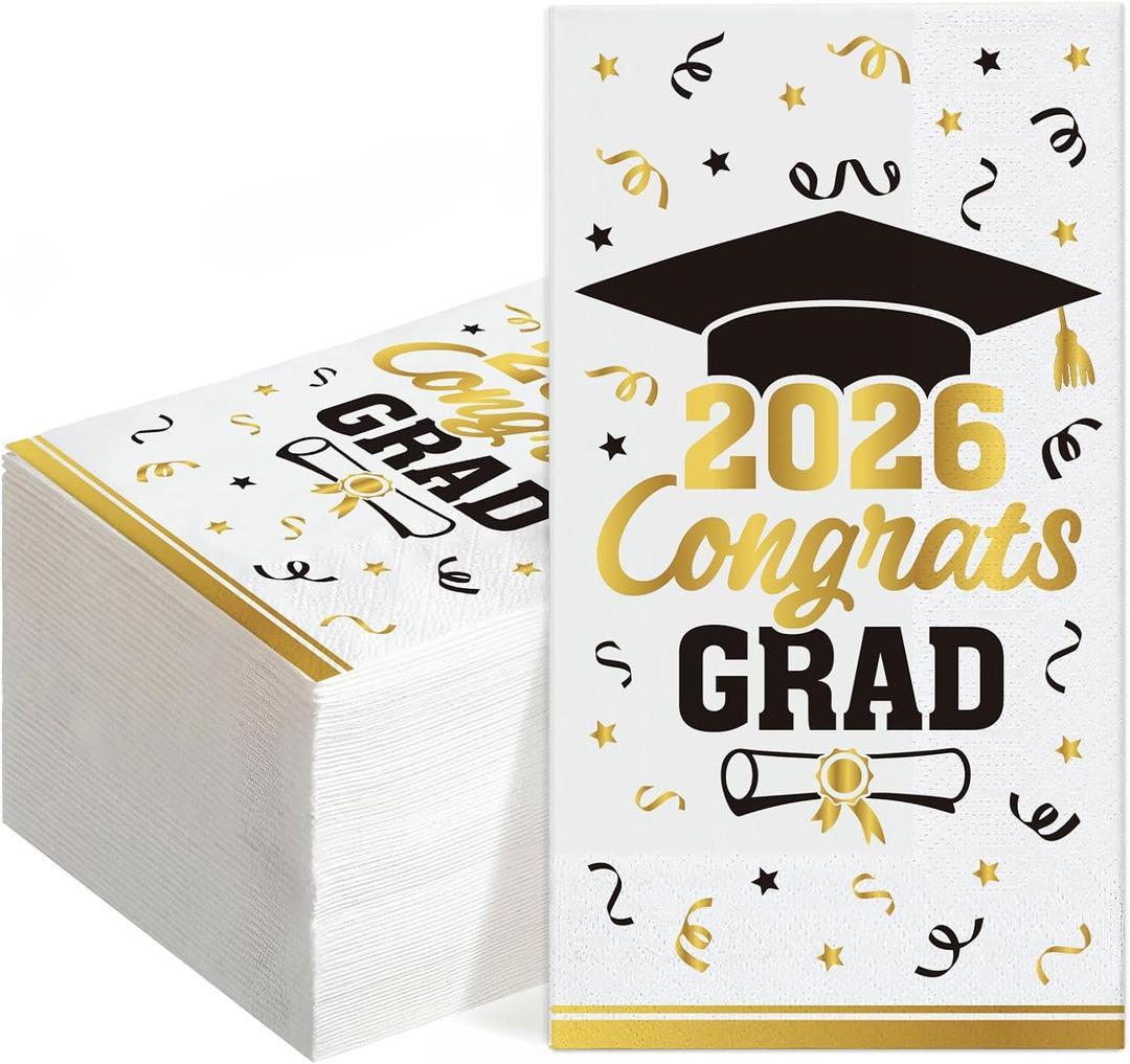 2026 Graduation Party Decorations, 50 Pack Dinner Napkins for Congratulation Party Decor Supplies, Disposable Paper Cocktail Napkins for College High School PhD Nurse Law School Graduations