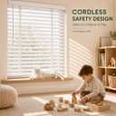 2" Cordless Wood Blinds for Indoor Windows, Window Blinds Cordless for Home, Venetian Blackout Blinds & Shades for Bedroom, Kitchen, Room Darkening Privacy, White, 32" W x 60" H