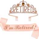 JETKONG Retirement Party Decorations Retired Tiara/Crown, Retired Sash for Women Retirement Gifts, Retirement Party Supplies, Gifts, Favors (Rose Gold)