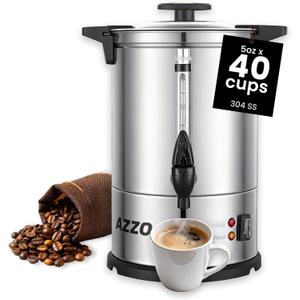 Commercial Coffee Maker 40-Cup Large Coffee Urn with Percolator Coffee Pot Electric 6L Stainless Steel Fast Brew Hot Water Dispenser for Tea Catering Events Home Office Easy Cleaning (Silver)