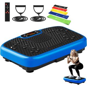 SoftGym Vibration Plate Exercise Machine for Lymphatic Drainage,Power Vibrate Stand Shake Board 450 Lbs Capacity Whole Body Workout Waver with Fitness Resistance Bands Weight Loss Gifts for Women Men