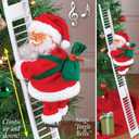Electric Santa Climbing Up and Down Tree with Music, Bag of Presents - Holiday Decor for Home, Door, Wall - Xmas Ornament