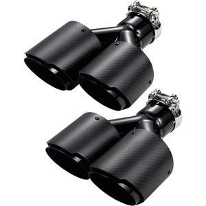 A-KARCK Carbon Fiber Exhaust Tip 2.5" Inlet to Dual 3.5" Outlet, High Temperature Resistance 9.8" Long Stainless Steel Tailpipe tip, Set of 2
