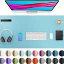 Aothia Large PU Leather Desk Pad Protector  Non-Slip Mouse Pad & Writing Mat for Office/Home, Waterproof, Easy to Clean(36" x 17", Blue Topaz)