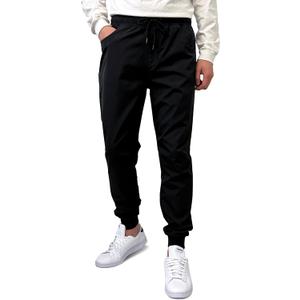 Southpole Mens Tech Woven Basic Jogger Pant for Men Lightweight Trackpant (Large, Black)