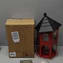 Kingsyard Metal Bird Feeder for Outdoor Hanging, Wild Bird Feeders with Circular Perch, Easy to Clean & Refill, 4 lbs Large Seed Capacity, Red