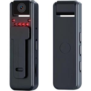 Aprilboy 1080P HD Mini Body Camera, Small POV Cam with 4HR Battery and Night Vision Wearable Security Cam with Motion Detection,Loop Recording Body Cam for Meeting, Guard, Personal Recording