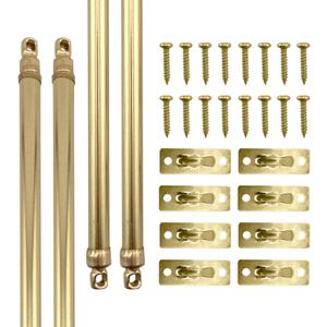 Amazing Drapery Hardware Swivel Sash Curtain Rods with Brass Finish, Set of 4 (Hardware Included) - Adjustable Length 21-38 Inches, Easy to Install Metal Rods for Doors, Windows, and Sidelights
