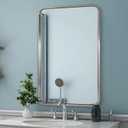22x30'' Brushed Nickel Bathroom Mirror, Rounded Rectangle Brushed Silver Mirror for Bathroom Vanity SUS304 Metal Tube Framed(Rustproof) 1’’ Deep Wall Mounted Vertically/Horizontally