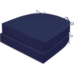 Outdoor Chair Cushions Set of 2, Waterproof Memory Foam Patio Seat Cushions with Ties for Garden Sofa & Dining Furniture, 3-Year Color Fastness, 18x18x3 Inch, Blue