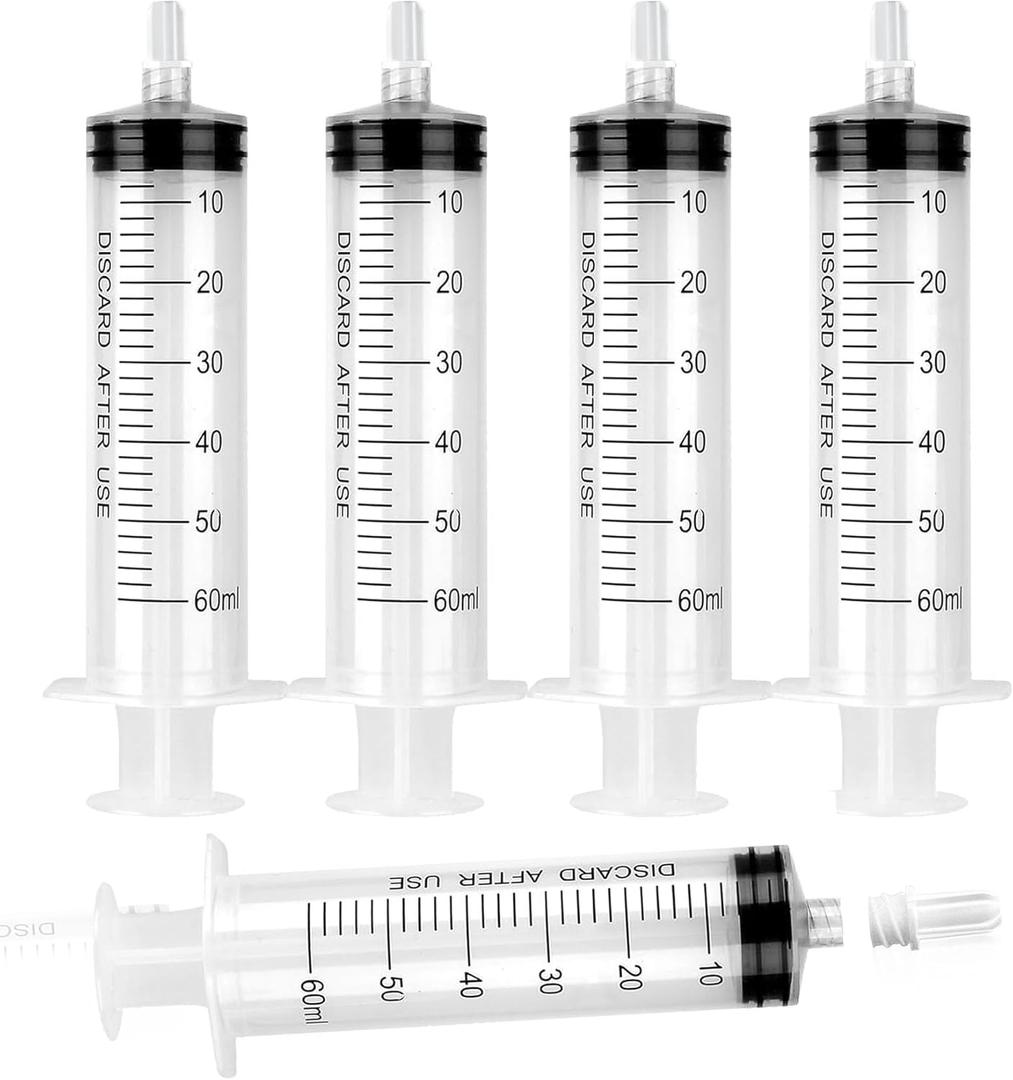 60ml Luer Lock Syringe without Needle - 60cc Plastic Syringes, Sterile, Individually Sealed, Pack of 30