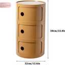 3 Tier Round Nightstand with Drawer, Ginger Yellow Round Side Table Small Plastic Storage End Table Suitable for Bedroom, Living Room, Bathroom