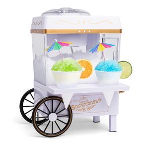Nostalgia Snow Cone Shaved Ice Machine - Retro Table-Top Slushie Machine Makes 20 Icy Treats - Includes 2 Reusable Plastic Cups & Ice Scoop, White