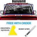 Black Gray Eagle Rear Window Decals for Trucks, American Flag Back Window Sticker Fit Most Pickup Trucks SUV, USA Flag Rear Window Graphics Vinyl Decal for Car Decoration, 66" x 20"
